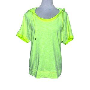 NWT GAP Batwing Short Sleeves Neon Lemon Yellow Hoodie Sz S